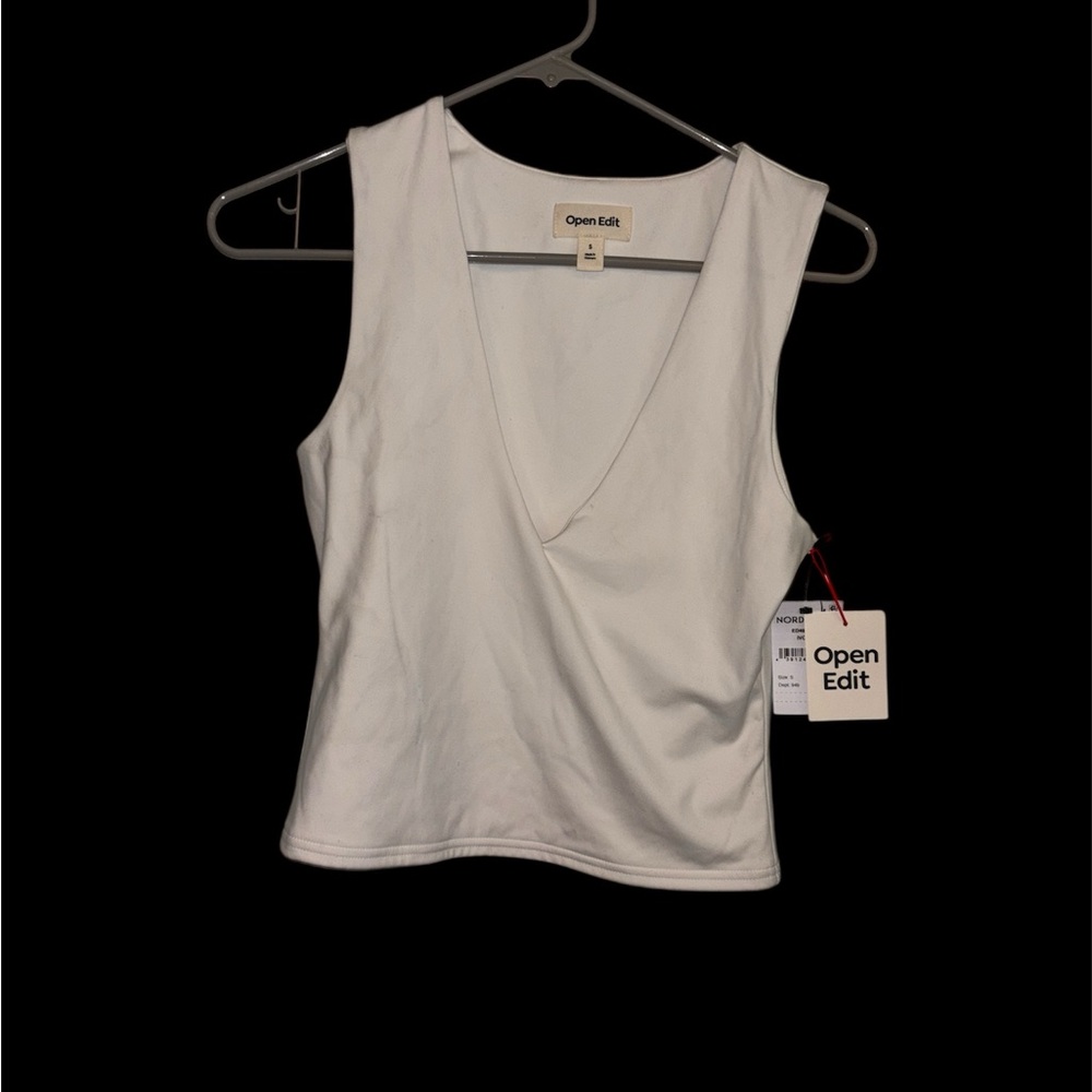 Open Edit White Sleeveless Wrap Tank Top